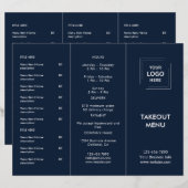 Navy Blue Restaurant Logo Afhaalmenu Ontwerp (Voorkant / Achterkant)