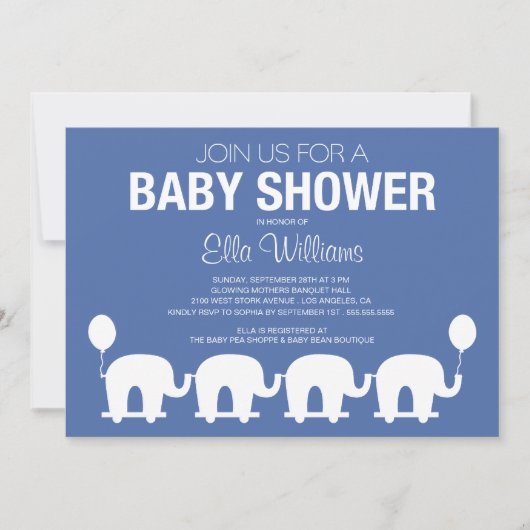 NAVY BLUE RETRO CIRCUS | BABY SHOWER INVITATIE KAART (Voorkant)