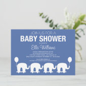 NAVY BLUE RETRO CIRCUS | BABY SHOWER INVITATIE KAART (Staand voorkant)