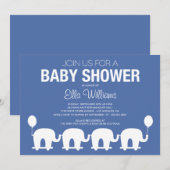 NAVY BLUE RETRO CIRCUS | BABY SHOWER INVITATIE KAART (Voorkant / Achterkant)