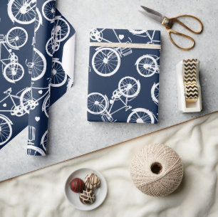 Navy Blue Retro fietspomppapier Cadeaupapier