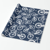 Navy Blue Retro  fietspomppapier Cadeaupapier (Uitgerold)