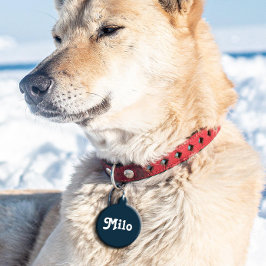 Navy Blue Retro Huisdierpenning