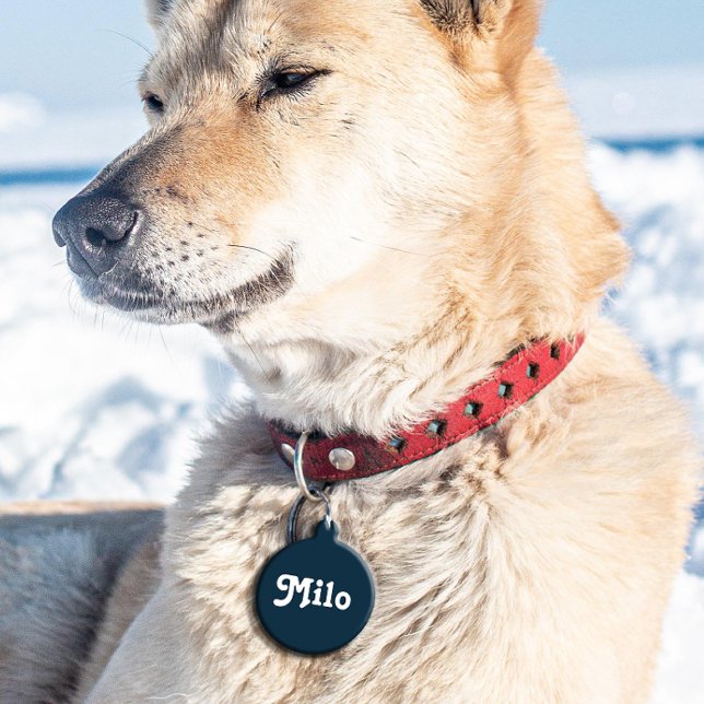 Navy Blue Retro Huisdierpenning (Creator heeft geüpload)