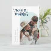 Navy Blue Retro Love and Bedankt White Arch Weddin (Staand voorkant)