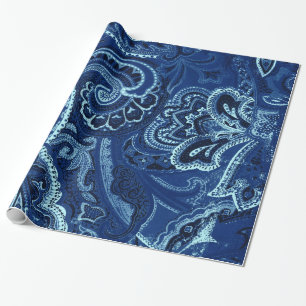 Navy Blue Retro Paisley Bandanna/Bandana Cadeaupapier