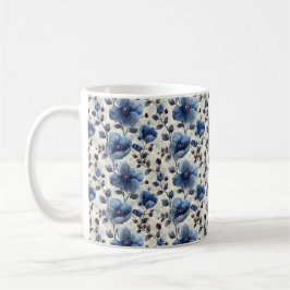 Navy Blue Retro Schattige  Elegante Chic Flower Koffiemok