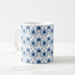 Navy Blue Retro Schattige  Elegante Chic Flower Koffiemok