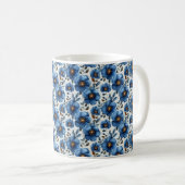 Navy Blue Retro Schattige Elegante Chic Flower Koffiemok (Voorkant rechts)