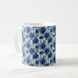 Navy Blue Retro Schattige  Elegante Chic Flower Koffiemok