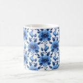 Navy Blue Retro Schattige  Elegante Chic Flower Koffiemok (Center)