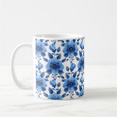 Navy Blue Retro Schattige  Elegante Chic Flower Koffiemok (Links)
