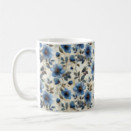 Navy Blue Retro Schattige  Elegante Chic Flower Koffiemok