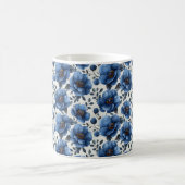 Navy Blue Retro Schattige  Elegante Chic Flower Koffiemok (Center)