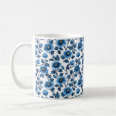 Navy Blue Retro Schattige Elegante Chic Flower Koffiemok (Links)