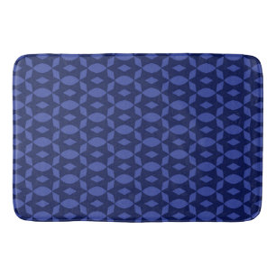 Navy Blue Retro Two Tone Pattern Home Badmat