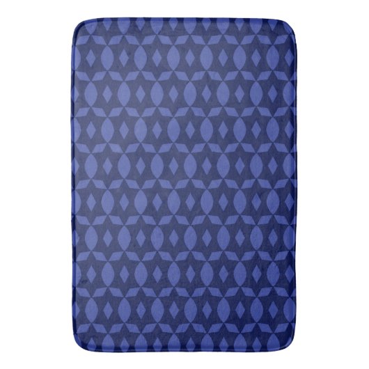Navy Blue Retro Two Tone Pattern Home Badmat (Voorkant Verticaal)
