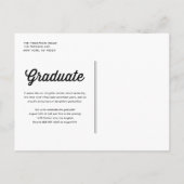 Navy Blue Retro Vet Typografie Foto Afstuderen Aankondigingskaart (Achterkant)