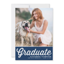 Navy Blue Retro Vet Typografie Foto Afstuderen