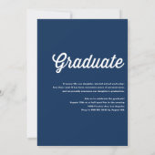 Navy Blue Retro Vet Typografie Foto Afstuderen Kaart (Achterkant)