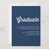 Navy Blue Retro Vet Typografie Foto Afstuderen Kaart (Achterkant)