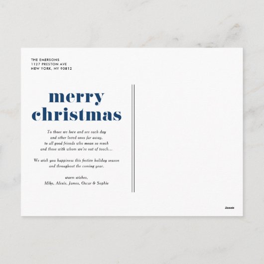 Navy Blue Retro Vrolijke Kerstfoto Collage Feestdagenkaart (Achterkant)