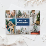 Navy Blue Retro Vrolijke Kerstfoto Collage Feestdagenkaart<br><div class="desc">vrolijk kerstfeest! Stuur uw vakantie groeten aan familie en vrienden met dit aanpasbare kerst briefkaart. Het beschikt over retro typografie en een foto collage sjabloon. Personaliseer deze fotocollage Christmas briefkaart door uw gegevens toe te voegen. Dit marineblauwe kerst briefkaart is verkrijgbaar in andere kleuren en karton. Overeenkomende objecten zijn beschikbaar....</div>
