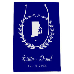 Navy Blue Rhode Island Map Wedding Welcome Swag Medium Cadeauzakje