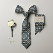 Navy Blue Rhombus Diamonds  Floral Mannen Stropdas