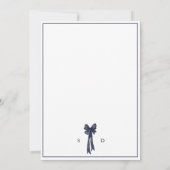 Navy Blue Ribbon Bow Elegance Wedding Kaart (Achterkant)