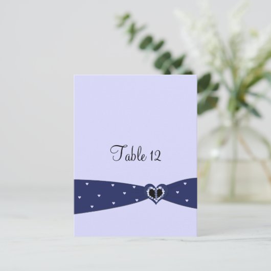 Navy Blue Ribbon Table Seating Kaart (Staand voorkant)