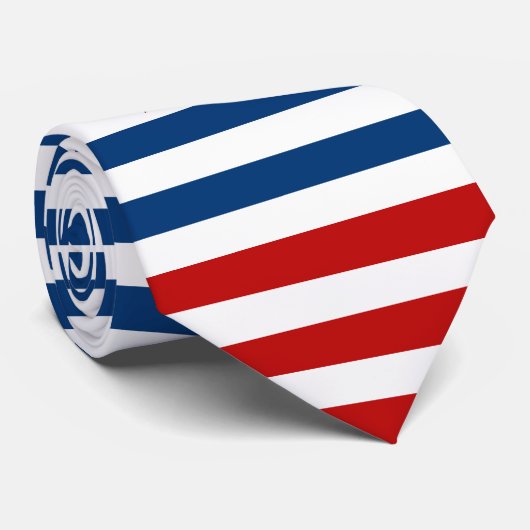 Navy-blue, rode en witte strepen met SUA-vlag Stropdas (Opgerold)