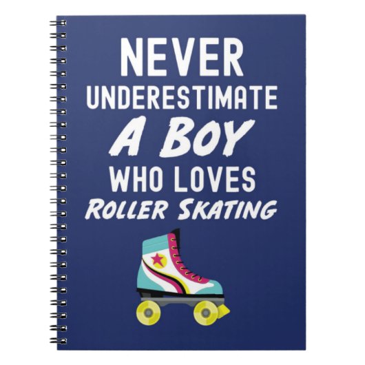 Navy Blue Roller Skating Gifts For Boys Skater Kid Notitieboek (Voorkant)