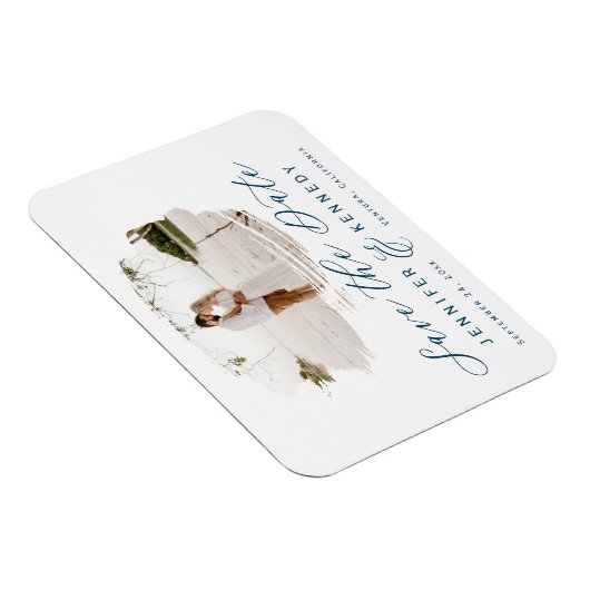 Navy Blue Romantic geborstelde foto bewaart de dat Magneet (Rechterzijde)