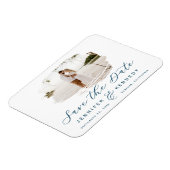 Navy Blue Romantic geborstelde foto bewaart de dat Magneet (Linkerzijde)