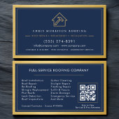 Navy Blue Roofing Construction Services Metallic Visitekaartje