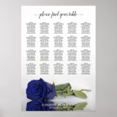 Navy Blue Roos 20 Table Wedding Seating Chart Poster (Voorkant)