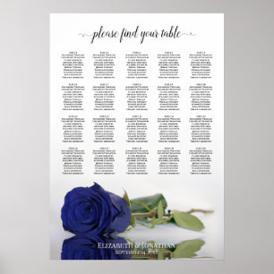 Navy Blue Roos 20 Table Wedding Seating Chart Poster