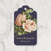 Navy Blue  Roos Bridal Tea Cadeaulabels (Achterkant)