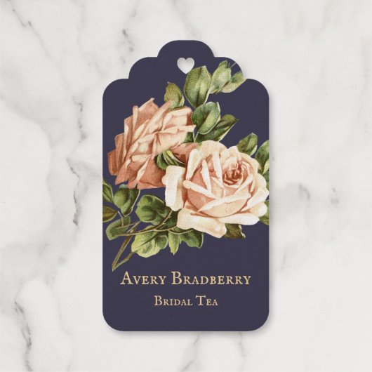 Navy Blue  Roos Bridal Tea Cadeaulabels (Achterkant)