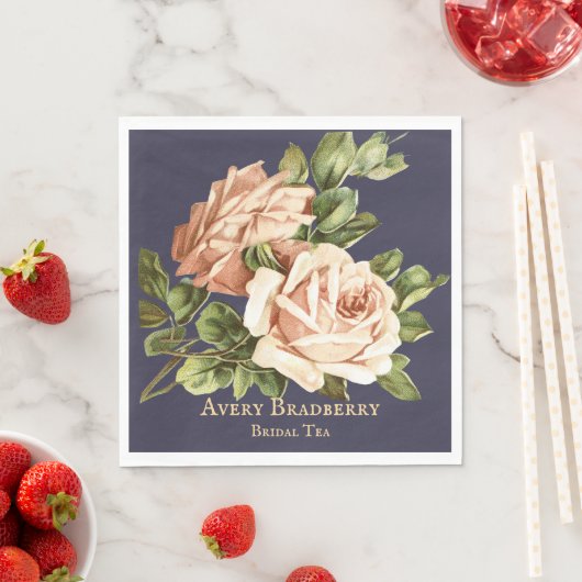 Navy Blue  Roos Bridal Tea Servet (Insitu)