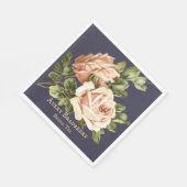 Navy Blue Roos Bridal Tea Servet (Hoek)