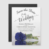 Navy Blue Roos Chic Wedding Save the Date Magnet (Voorkant / Achterkant)