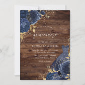 Navy Blue Roos Dress Gold Quinceanera Kaart (Voorkant)