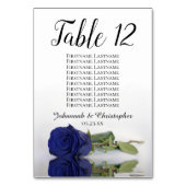 Navy Blue Roos Elegant Wedding Seating Chart Kaart (Achterkant)