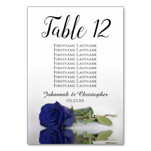 Navy Blue Roos Elegant Wedding Seating Chart Kaart