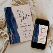 Navy Blue Roos Gold Agaat Blush Save the Date