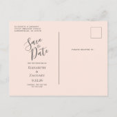 Navy Blue Roos Gold Agaat Blush Save the Date Aankondigingskaart (Achterkant)