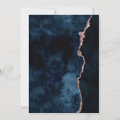 Navy Blue Roos Gold Agaat Bridal Shower Invitation Kaart (Achterkant)