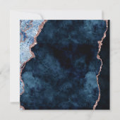 Navy Blue Roos Gold Agaat Gilt Bruiloft Uitnodigin Kaart (Achterkant)